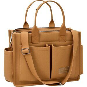 Women's Upgrade Brown Imported Canvas Laptop Crossbody Work Large Tote Handbags